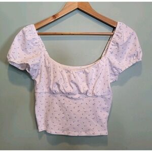 Hollister Milkmaid Coquette Crop Top Blue Floral Sz S